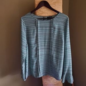 Liz Claiborne Striped Blouse with Bell Sleeve Cuff